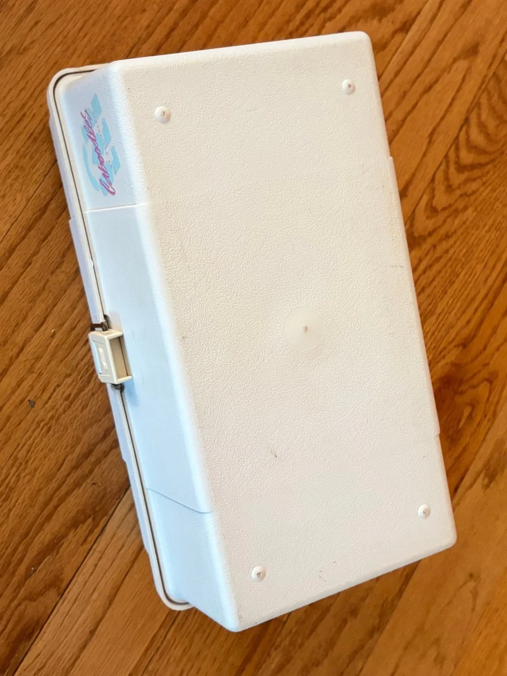 VINTAGE Caboodles 80s White Case with Teal and Magenta Logo RARE